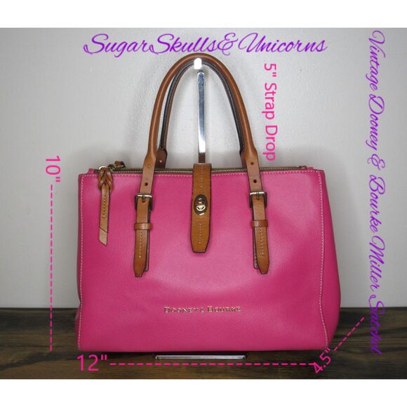 RARE Dooney & Bourke Fuchsia Tote – Rainbow Chevron Lining – Lucca Collection - Picture 2 of 15